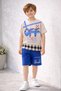 Boy's Short Sleeve Printed Shorts and T-Shirt Two-Piece Set - 3