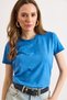 Women's Blue Crew Neck Stretch Washed Cotton T-Shirt Tsh-19000972 - 5