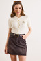 Women's Brown Mini Denim Skirt with Pockets Etk-19000338 - 2