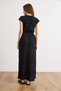 Women's Black Crew Neck Elastic Waist Maxi Textured Dress Elb-19002617 - 6