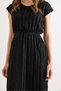 Women's Black Crew Neck Elastic Waist Maxi Textured Dress Elb-19002617 - 5