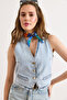 Women's Light Blue Fleto Pocket Denim Vest Ylk-19000097 - 5