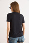 Women's Black Flexible Crew Neck Soft Touch Knitted Viscose T-Shirt Tsh-19000970 - 6