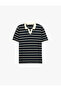 Cotton Regular Fit Short Sleeve Striped Polo Collar T-Shirt