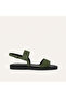 Women's Khaki Strappy Suede Sandals - 2