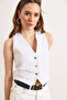 Women's White Fleto Pocket Denim Vest Ylk-19000097 - 4