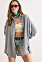 Women's Gray Boho Side Buttoned Washed 100% Cotton Loose Fit Shirt Gml-19001430
