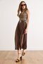 Women's Brown Pleated Detailed Slit Belted Modal Skirt Etk-19000414 - 4