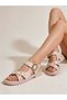Women's Sandals with Gold Buckle and Gold Accessories, with Elastic Back. - 5