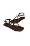 Women's Square Toe Brown Stylish Daily Cross-Flip Flop Sandals - 3