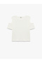 Window Detail Short Sleeve Crew Neck Cotton Crop T-Shirt - 2
