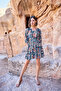 Ethnic Patterned Three Quarter Sleeve V Neck Dress - 7