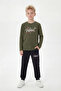 Round Neck Sweatshirt Sweatpants Printed Boys' Top and Bottom Set - 2