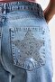 Women's Blue T1-12S6-99 Straight Fit Shiny Star Stone Special Design Denim Jeans - 2