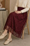 Lace Flocked Skirt A220 Burgundy - 2