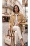 Women's Beige/Coffee Oversize Shacket Collection Lumberjack Style Jacket Shirt - 3