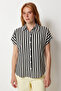 Striped Summer Viscose Shirt Lrn0005 Black White - 3