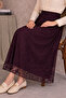 Lace Flocked Skirt A220 Plum - 3