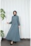 Jacketed Skirted Islamic Clothing Double Set Petrol Hnt8594 - 4