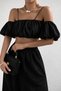 Women's Black Off Shoulder Crop Blouse – Stylish Summer Top with Straps, Elastic Waist, and Short Sleeves