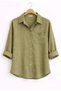 Women's 3-Pack Brown Khaki Beige Cotton Pack Oversized Cotton Pack Linen Single Pocketed Casual Shirts - 3