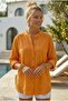 Orange Hakim Collar Buttoned Long Sleeve Buttoned Casual Muslin Woven Shirt 75 63 - 2