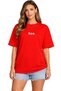 Red Oversize T-Shirt Unisex 100% Cotton Think Printed Minimal Loose Men's Women's T-Shirt - 2