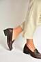 Y555592003 Brown Genuine Leather Thick Low Heeled Women's Shoes - 2