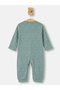 Ribbed Cotton Set with Sleepsuit/Romper, Cap and Bib - 4