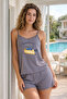 Women's Milan Fabric Pajama Set with Straps and Shorts 50124-3041 Smoked - 3