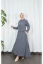 Jacketed Skirted Hijab Double Set Dark Gray Hnt8594 - 3