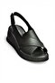 Y555511403 Black Genuine Leather Wedge Sole Women's Sandals - 5