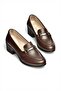 Y555592003 Brown Genuine Leather Thick Low Heeled Women's Shoes - 5