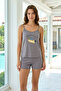 Women's Milan Fabric Pajama Set with Straps and Shorts 50124-3041 Smoked - 4