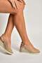 Y555344003 Beige Genuine Leather Wedge Sole Women's Sandals - 3