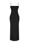 Black Striped Strappy Bodycon/Body-Hugging Knitted Maxi Pencil Dress - 7