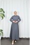 Jacketed Skirted Hijab Double Set Dark Gray Hnt8594 - 5