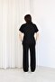Women's Black Polo Collar Zippered Double Set - 3