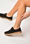 Y555323002 Black Genuine Leather Suede Casual Women's Shoes - 3
