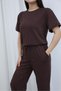 Women's Crew Neck Stone Detailed Pocketed Shiny Double Set - 4