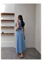 Belted Ruffle Detail Denim Dress - 5