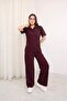 Women's Modal Fabric Polo Collar Short-Sleeved Top-Bottom Set - 4