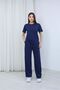 Women's Crew Neck Stone Detailed Pocketed Shiny Double Set - 4