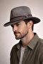 Men's Nubuck Cowboy Hat Gray Western Style Wide Brim Premium Fedora Hat - 4