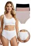 Women's Ribbed High Waist 3-Piece Panties Set - Kts4080