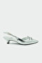 Epsy Bow Detailed Silver Women's Heeled Shoes