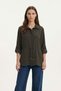 Khaki Folded Sleeve Waist Gathered Shirt 261134
