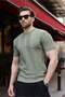 Khaki Crew Neck Slim Fit Knitwear Men's T-Shirt E7466 - 2