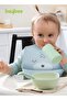 Silicone Baby Bib with Pocket, Waterproof & Adjustable, Easy Clean, 6–12 Months (Grey) - 2