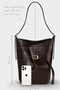 Luna Brown Bucket Shoulder Bag - Adjustable Shoulder Strap, Gold Accessories - 5